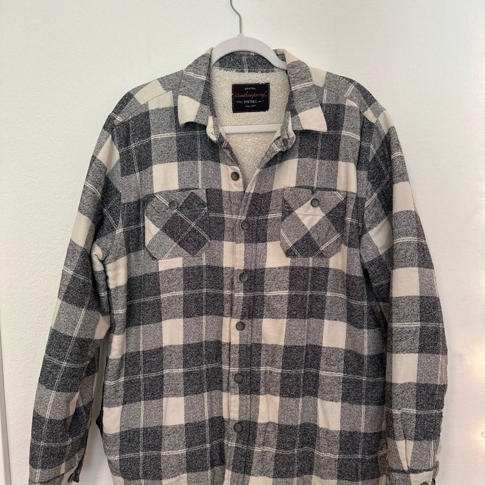 Sherpa lines Plaid Shacket